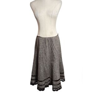 Talbots Brown Wool Blend and Crochet Skirt
